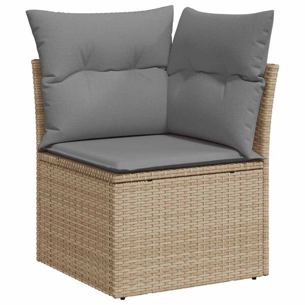 vidaXL 9-delige Loungeset met kussens poly rattan acacia beige