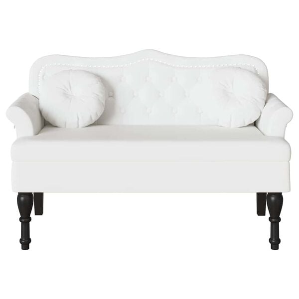 vidaXL Chesterfield Bank met kussen Wit 120,5 x 65 x 75 cm Nep Leer