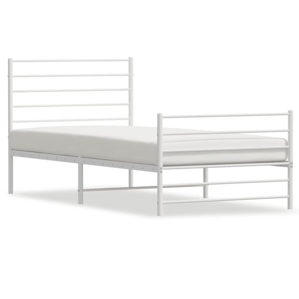vidaXL Bedframe met hoofd- en voeteneinde metaal wit 75x190 cm