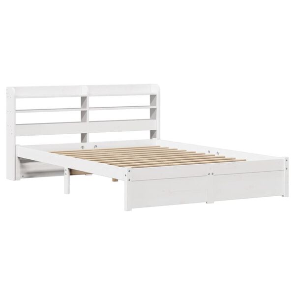 vidaXL Bedframe met hoofdeinde zonder matras 140x190 cm wit