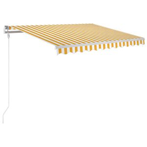 vidaXL Luifel automatisch met LED en windsensor 300x250 cm geel en wit