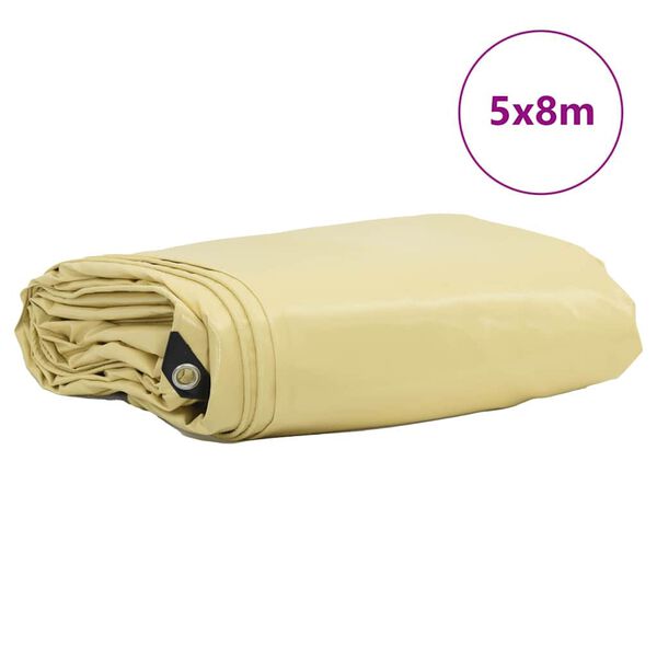 vidaXL Zeil 650g / m&sup2; Beige 5 x 8 m Canvas met PVC-coating