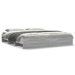 vidaXL Bedframe bewerkt hout grijs sonoma eikenkleurig 200x200 cm