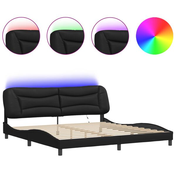vidaXL Bedframe met LED zonder matras "Hvar" zwart 200x200 cm