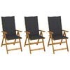 vidaXL Tuinstoelen 3 st inklapbaar met kussens massief acaciahout
