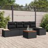 vidaXL Tuinbankenset met kussen met opslag 6 pcs Zwart Polyrattan