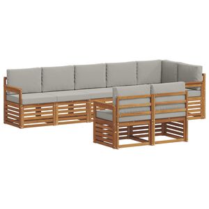 vidaXL Sofa-Sets 8 pcs Natuurlijk en Lichtgrijs Massief Acaciahout
