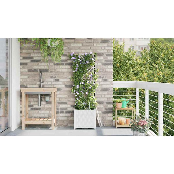 vidaXL Tuin Bloempot Wit 40 x 40 x 142 cm Kunststof