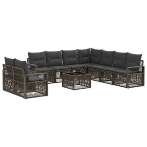 vidaXL Tuinbankenset 10 st Grijs poly rattan
