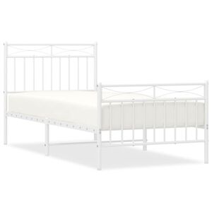vidaXL Bedframe met hoofd- en voeteneinde metaal wit 90x190 cm