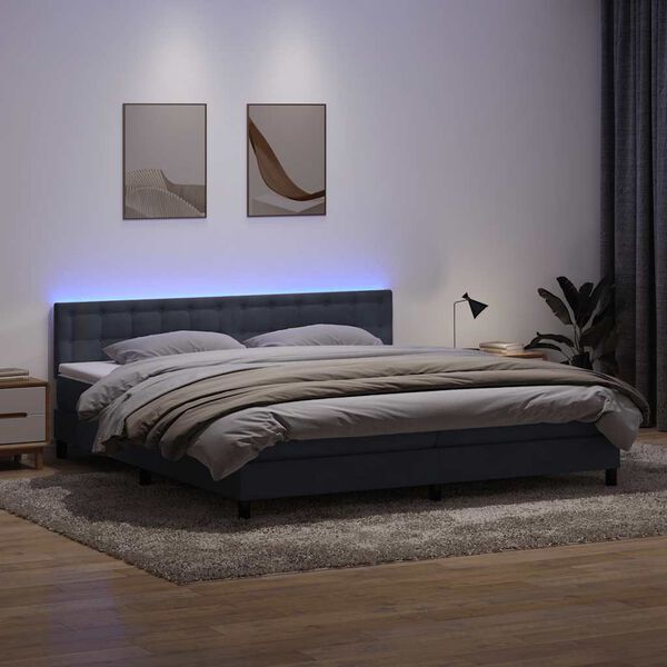 vidaXL Boxspring met matras en LED fluweel donkergrijs 200x210 cm