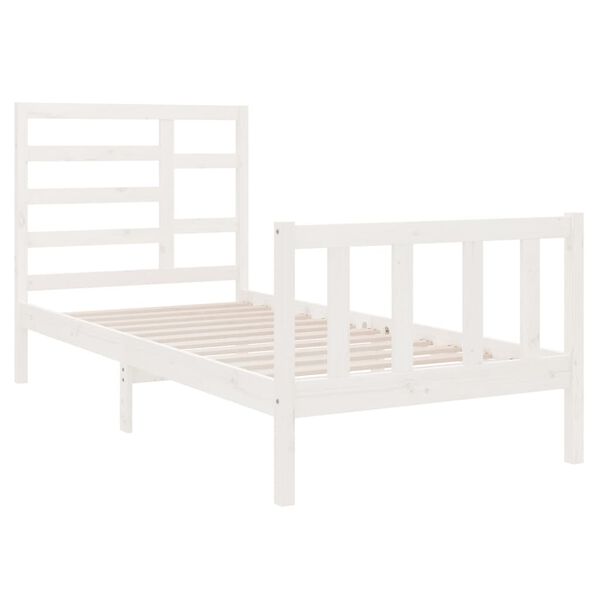 vidaXL Bedframe massief hout wit 75x190 cm