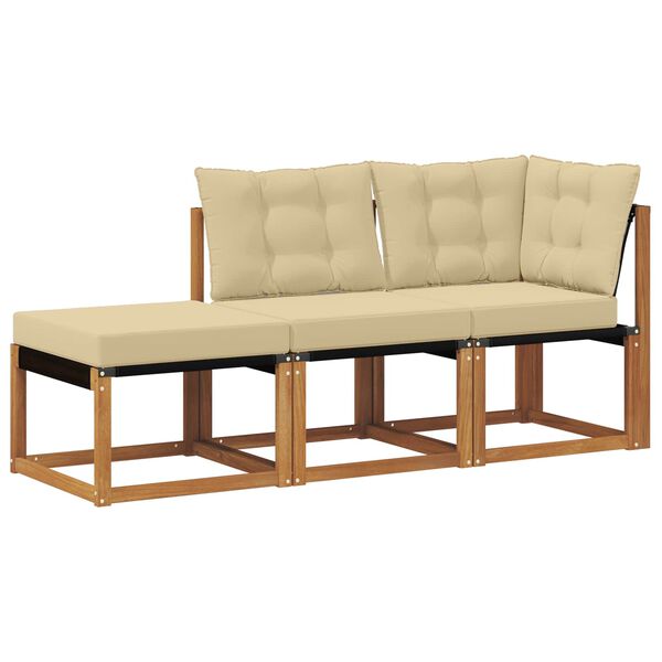 vidaXL Modulaire buitensofa eenheden 3 Stuk Natuurlijk en Beige