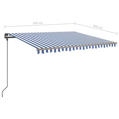 vidaXL Luifel automatisch uittrekbaar met palen 4,5x3,5 m blauw en wit