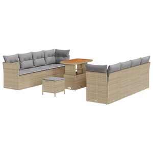 vidaXL Tuin Sofa Set met kussen met opslag 11 pcs beige en lichtgrijs