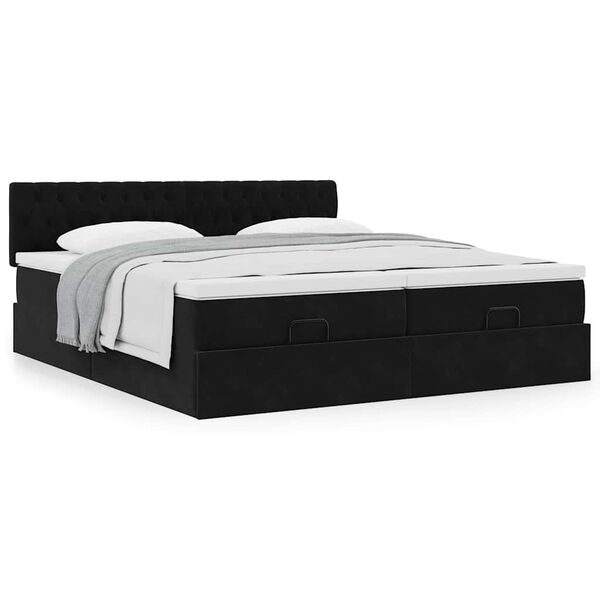 vidaXL Ottoman bed met matrassen 180x200cm fluweel zwart