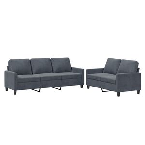 vidaXL 2-delige Loungeset met kussens fluweel donkergrijs