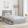 vidaXL Bedframe Grijs Sonoma en Zilver 75 x 190 cm Bewerkt hout