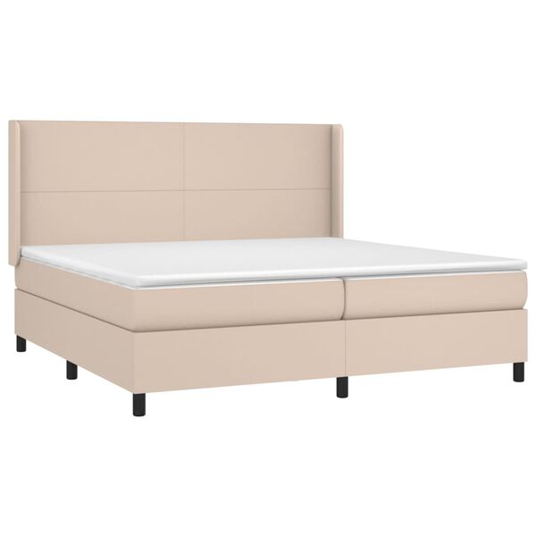 vidaXL Boxspring met matras kunstleer cappuccinokleurig 200x200 cm