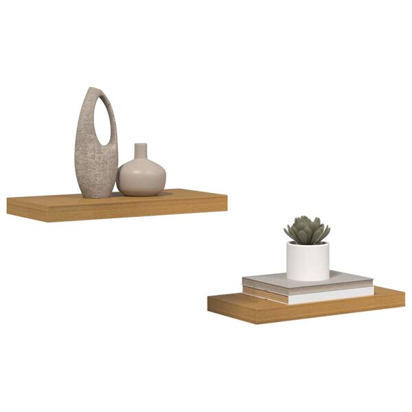 vidaXL Wandplank met opslag 2 pcs Beige 50 x 23 x 4 cm Bewerkt hout