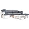 vidaXL 4-delige Loungeset pallet met grijze kussens hout