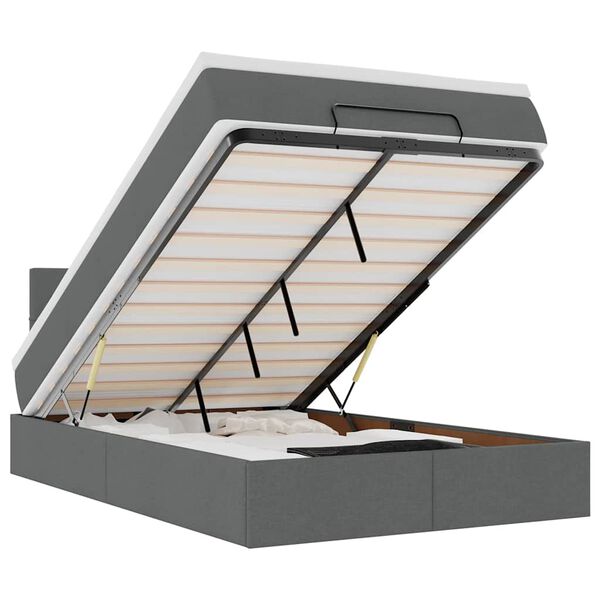 vidaXL Bed poef met matras en LED's 120x200 cm stof donkergrijs