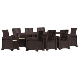 vidaXL Tuin eettafelset 9 st Bruin en cr&egrave;mekleurig PP