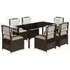 vidaXL 7-delige Tuinset met kussens poly rattan bruin