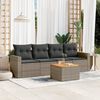 vidaXL 5-delige Loungeset met kussens poly rattan grijs