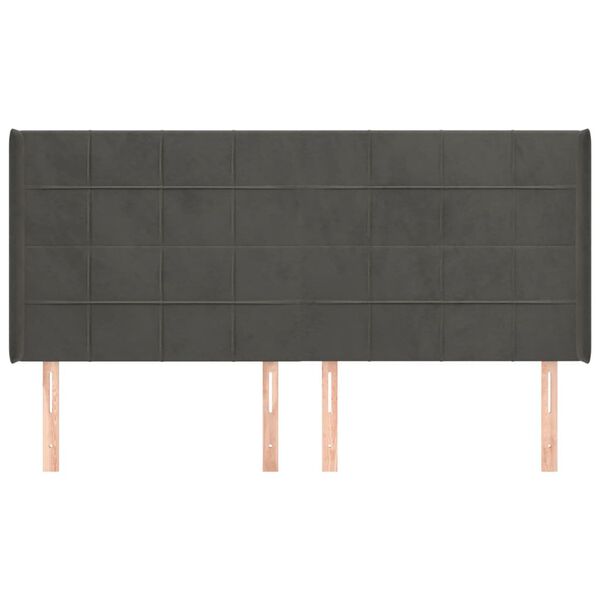 vidaXL Hoofdbord met randen 203x16x118/128 cm fluweel donkergrijs