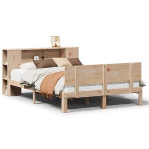 vidaXL Bed met boekenkast zonder matras massief grenenhout 140x190 cm