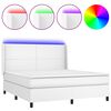 vidaXL Boxspring met matras en LED kunstleer wit 160x200 cm