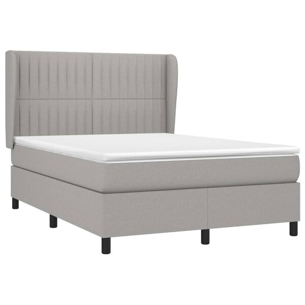 vidaXL Boxspring met matras stof lichtgrijs 140x190 cm