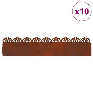 vidaXL Gazonranden 10 pcs Roestig 103 x 0,05 x 22 cm Cortenstaal