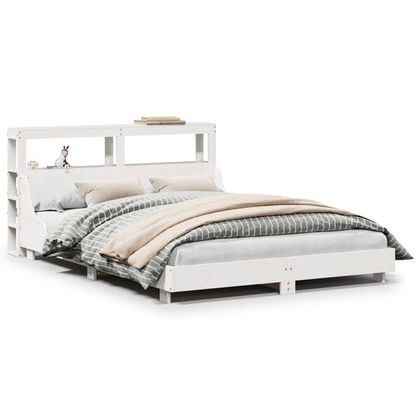 vidaXL Bedframe zonder matras massief grenenhout wit 140x190 cm