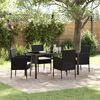 vidaXL Tuin eettafelset met kussen 5 pcs Zwart poly rattan