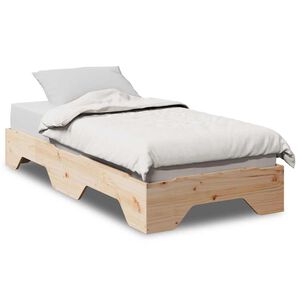 vidaXL Bedframe zonder matras stapelbaar 75x190 cm massief hout