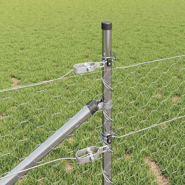 vidaXL Afrasteringspaal Zilver 25 x 0,4 m (50 mm gaas) Staal