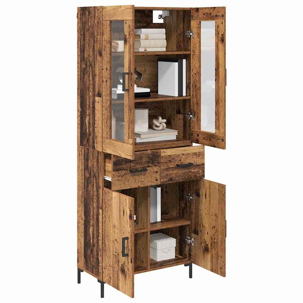 vidaXL Hoge kast met lade 2 pcs Oudhout Bewerkt hout