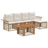 vidaXL Tuinbankenset 6 st Natuurlijk en Cr&egrave;me Wit poly rattan