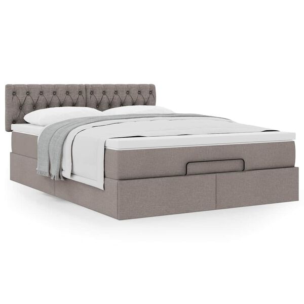 vidaXL Bed met matras 140x200 cm stof taupe