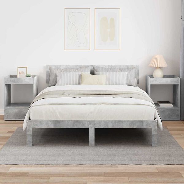 vidaXL Bijzettafel 2 pcs Beton Grijs 40 x 40 x 56 cm Bewerkt hout