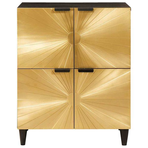 vidaXL Bijzetkast Zwart en Goud 60 x 33.5 x 75 cm massief mangohout