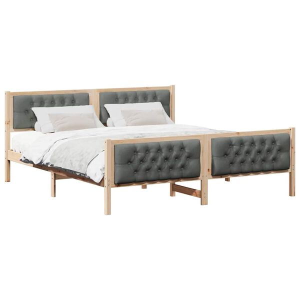 vidaXL Bedframe Donkergrijs 160 x 200 cm Massief grenenhout
