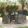 vidaXL Tuin eettafelset met kussen 5 pcs Grijs poly rattan