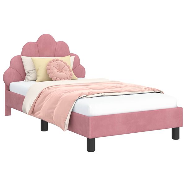 vidaXL Bedframe voor kinderen met hoofdbord Roze 80 x 160 cm Fluweel