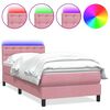 vidaXL Boxspring met matras en LED fluweel roze 90x210 cm