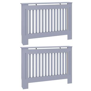 vidaXL Radiatorafdekking 2 st Grijs 112 x 19 x 81,5 cm Bewerkt hout