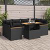 vidaXL 6-delige Loungeset met kussens poly rattan acacia zwart