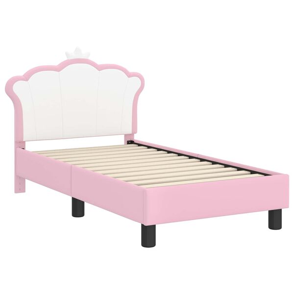 vidaXL Peuterbedframe met hoofdbord met hoofdeinde Roze 70 x 140 cm PU